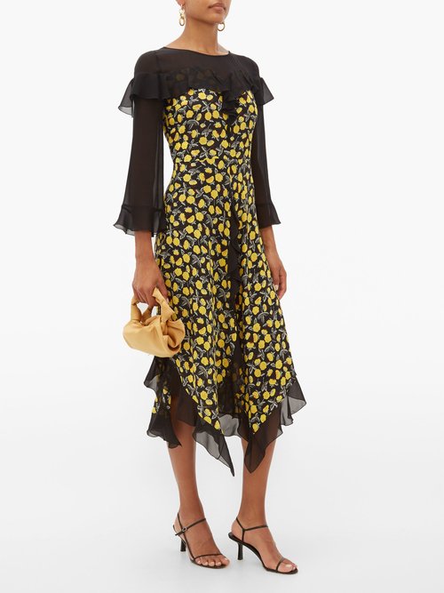 Etro Northumberland Floral-print Silk Midi Dress Yellow Multi - 70% Off Sale