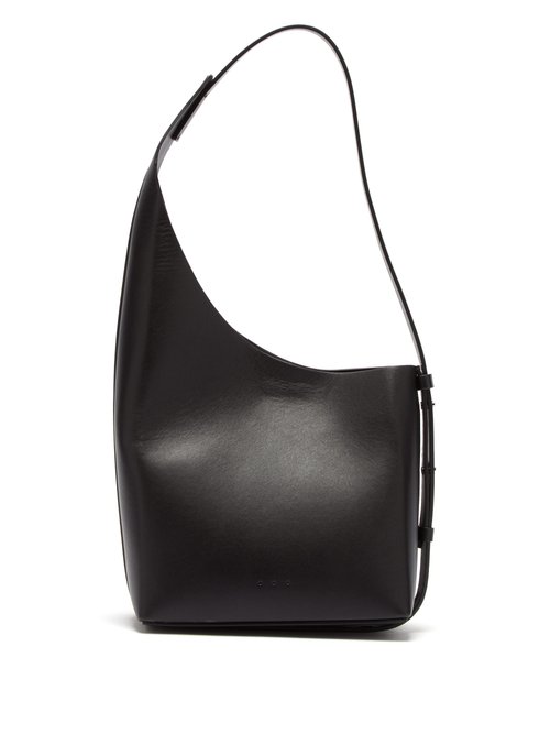 Aesther Ekme Demi Lune Asymmetric Leather Bag In Black | ModeSens