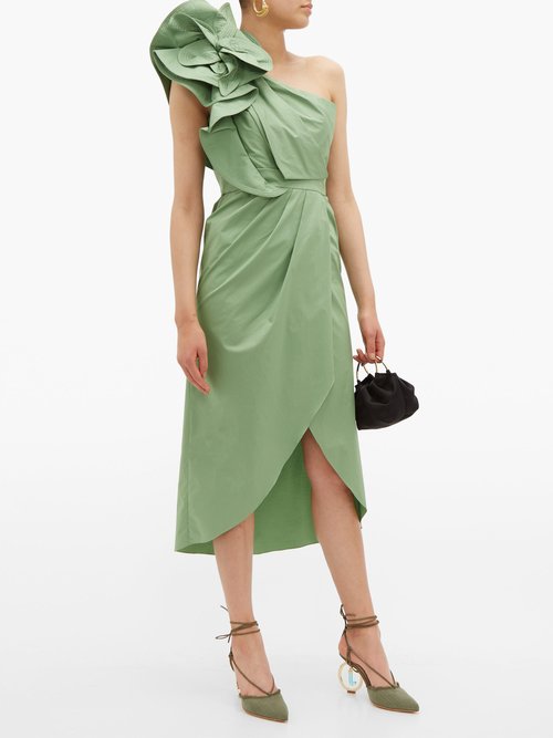 Johanna Ortiz Persian Opulence Cotton-blend Poplin Midi Dress Green - 70% Off Sale