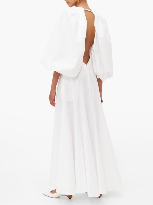 Buy Khaite Joanne Balloon-sleeve Cotton Maxi Dress White online - shop best Khaite clothing sales