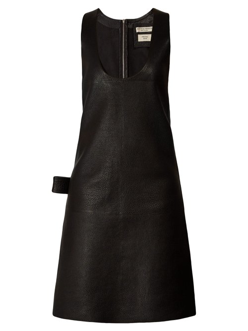 Bottega Veneta – Patch-pocket Leather Midi Dress Black