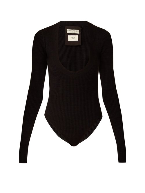 Bottega Veneta - Scoop-neck Ribbed Bodysuit Black