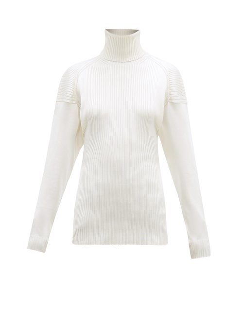 Bottega Veneta - Cut-out Roll-neck Ribbed Silk Sweater Ivory
