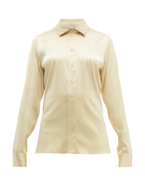 Bottega Veneta - Point-collar Silk-blend Charmeuse Shirt Cream