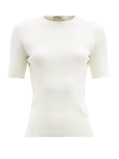 Bottega Veneta - Fine-gauge Ribbed T-shirt Ivory