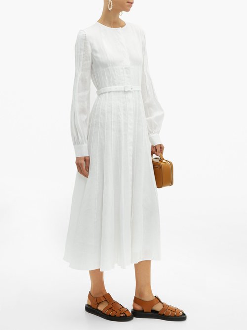 Gabriela Hearst Gertrude Aloe-infused Linen Midi Dress White - 70% Off Sale