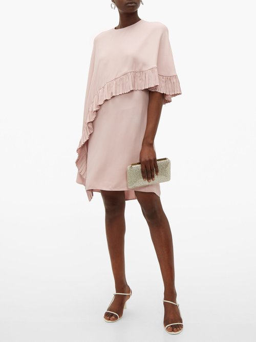 Valentino Asymmetric-cape Crepe Mini Dress Pink - 70% Off Sale