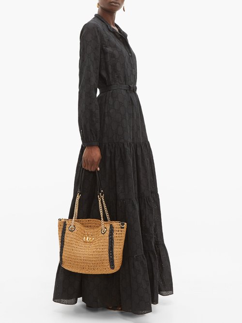 Buy Gucci GG Broderie-anglaise Cotton-blend Maxi Dress Black online - shop best Gucci clothing sales