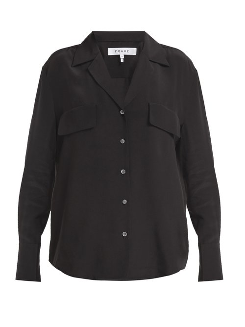 Frame - Chest Pocket Silk Shirt Black