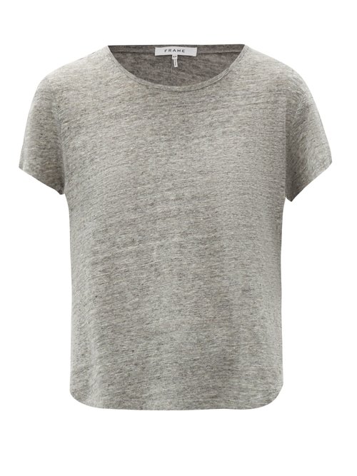 Frame - Slubbed Linen-jersey Crew-neck T-shirt Grey