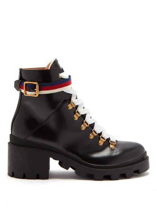 Gucci - Trip Leather Boots Black