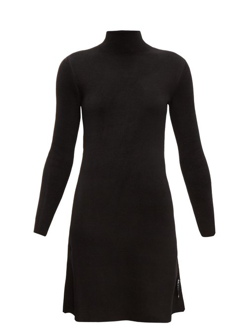 Balenciaga Logo Tab High Neck Velvet Dress Womens Black 5