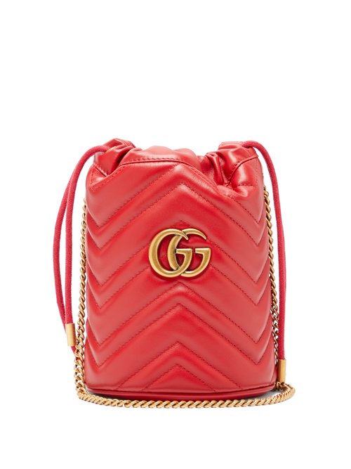 Gucci - GG Marmont Leather Bucket Bag - Womens - Red