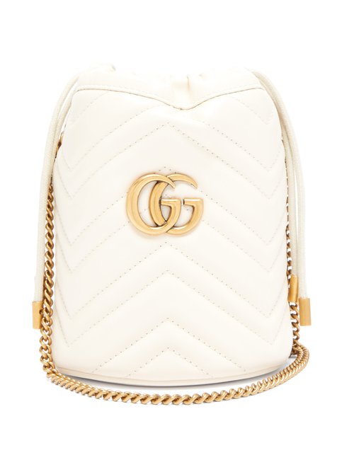 Gucci - GG Marmont Leather Bucket Bag - Womens - White