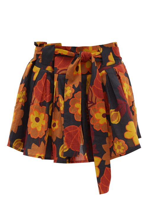 Dodo Bar Or Milli Floral-Print Cotton Mini Skirt In Black Print | ModeSens