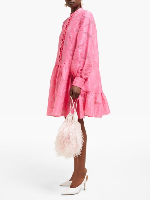 Erdem Quentin Fil-coupé Silk Dress Pink - 70% Off Sale