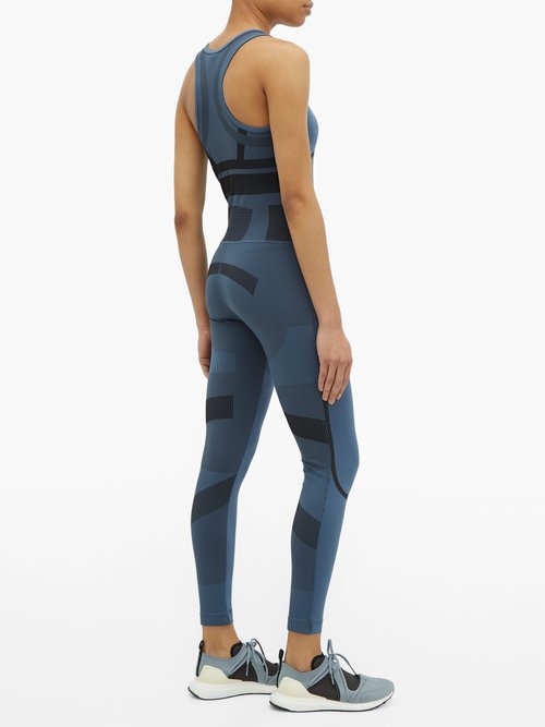 Adidas By Stella Mccartney Training Logo-print Bodysuit Blue