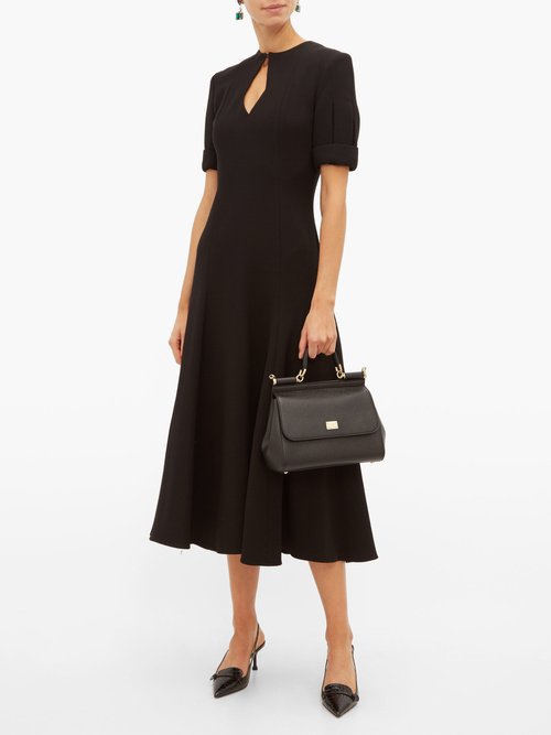Buy Emilia Wickstead Ludovica Keyhole-slit Wool-crepe Midi Dress Black online - shop best Emilia Wickstead clothing sales