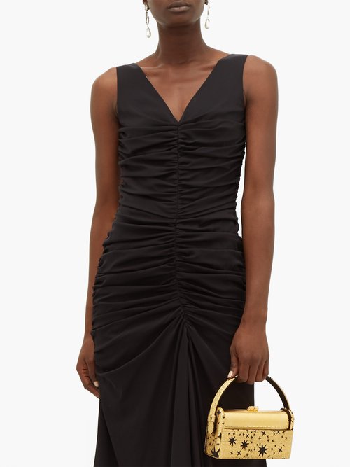 Dolce & Gabbana Ruched-front Silk-blend Dress Black - 70% Off Sale