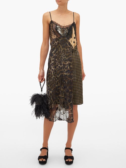 Preen By Thornton Bregazzi Leah Velvet And Lace-panel Slip Dress Black Multi - 70% Off Sale