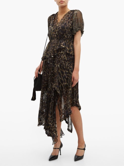 Preen By Thornton Bregazzi Esther V-neck Leopard Print Devoré Dress Leopard – 70% Off Sale
