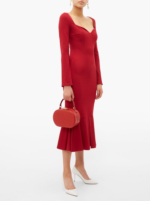 Sara Battaglia Pleated-hem Jersey Dress Red - 70% Off Sale