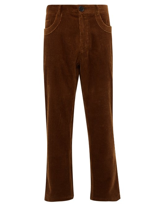 Wales Bonner Cropped Cotton Corduroy Trousers In Brown | ModeSens