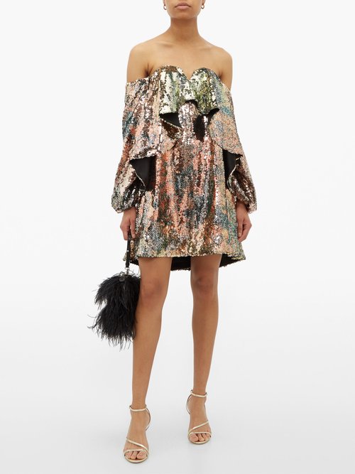 Halpern Sequinned Draped Bustier Dress Multi – 70% Off Sale