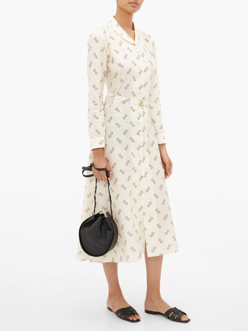 Giuliva Heritage Collection The Clara Geometric-print Cotton-blend Shirtdress Ivory Multi - 70% Off Sale