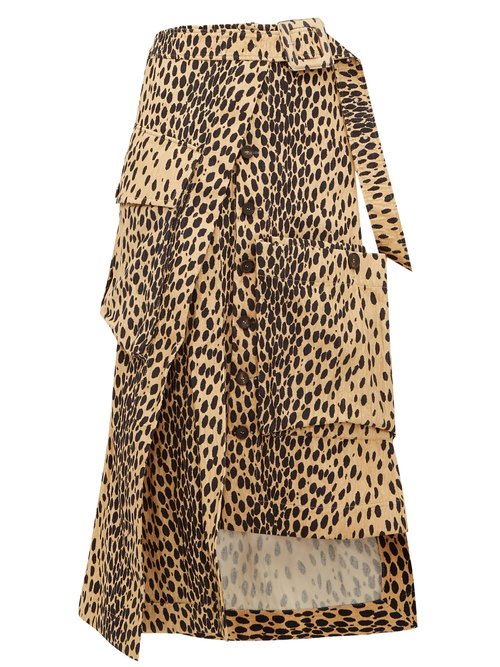 Jacquemus Thika Leopard-Print Cotton Midi Skirt | ModeSens