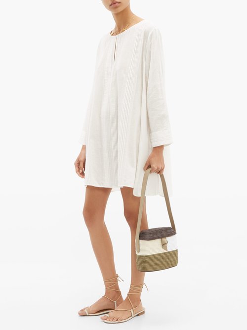 Thierry Colson Samia Pintuck-cotton Mini Dress White - 70% Off Sale
