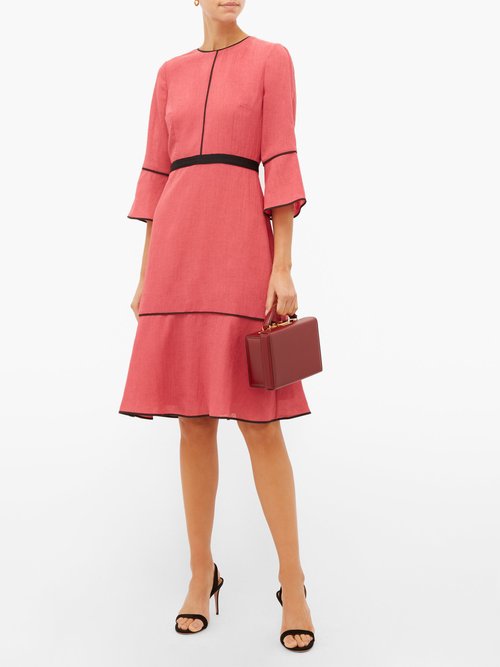 Cefinn Grosgrain-waist Slubbed-gauze Dress Pink - 70% Off Sale