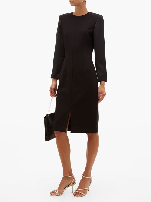 Cefinn Stretch Ponte Contrast-sleeve Pencil Dress Black - 70% Off Sale