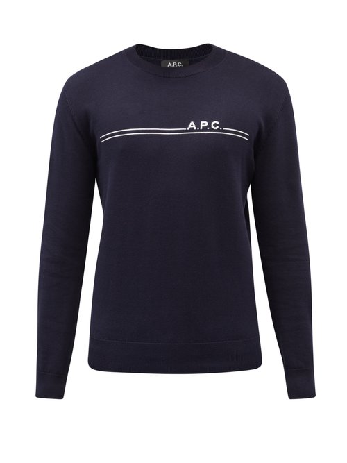 A.P.C. – Eponymous Logo-jacquard Cotton-blend Sweater – Mens – Navy