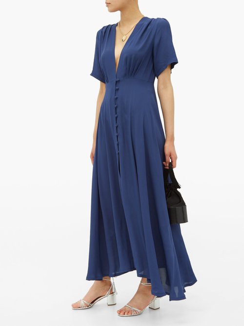 Gioia Bini Carolina Short-sleeved Cady Dress Blue - 70% Off Sale
