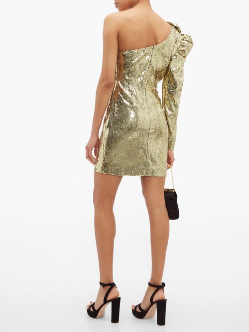 Dundas One-shoulder Sequinned Dress Gold - 70% Off Sale