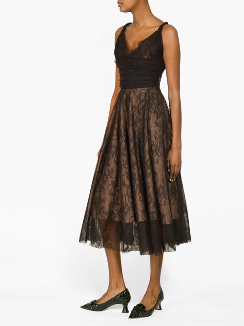 Rochas Pralina Chantilly-lace And Tulle Dress Black - 70% Off Sale