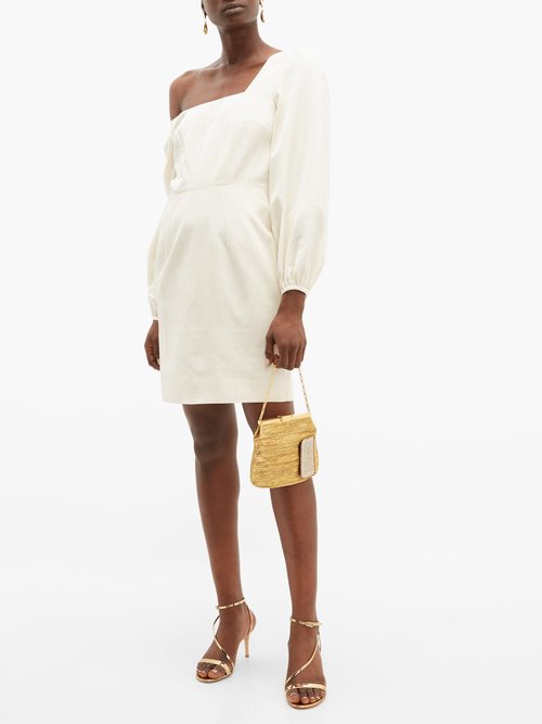 Racil Debbie Moiré Mini Dress Cream – 70% Off Sale