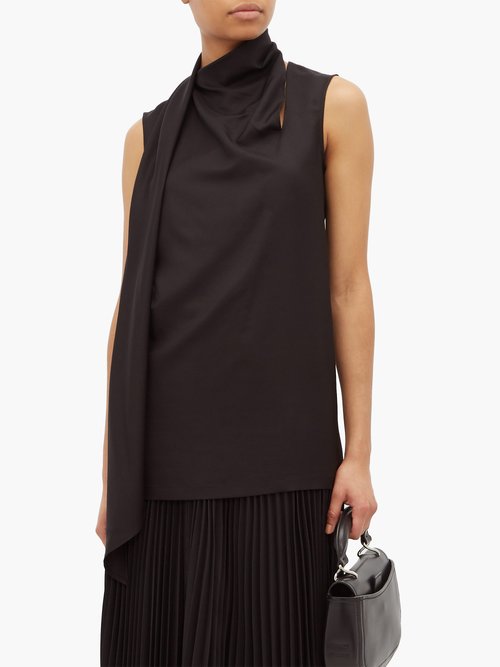 Ann Demeulemeester Neck-scarf Wool-blend Top Black - 70% Off Sale