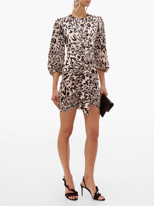 Alexandre Vauthier Leopard-print Stretch-silk Satin Mini Dress Pink Print - 70% Off Sale