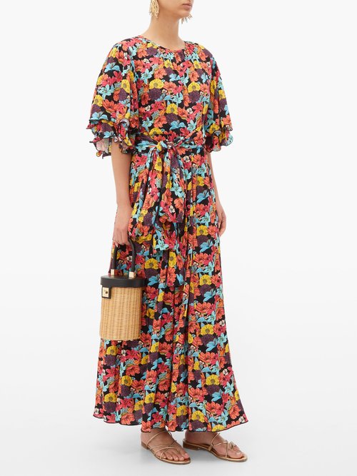 Gül Hürgel Floral-print Tiered-sleeve Poplin Dress Multi - 70% Off Sale