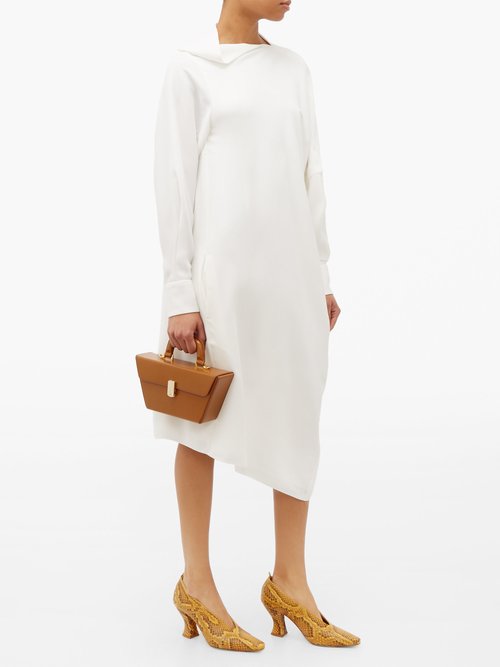 Hillier Bartley Pillowcase Asymmetric Crepe Midi Dress Ivory - 70% Off Sale