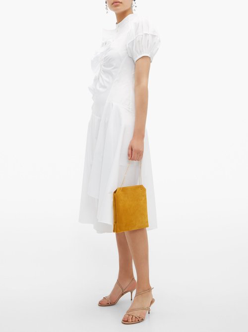 Peter Pilotto Ruffled Asymmetric Cotton Dress White - 70% Off Sale