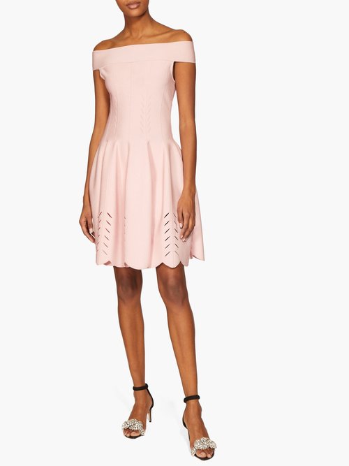 Alexander Mcqueen Off-the-shoulder Knitted Dress Light Pink – 70% Off Sale