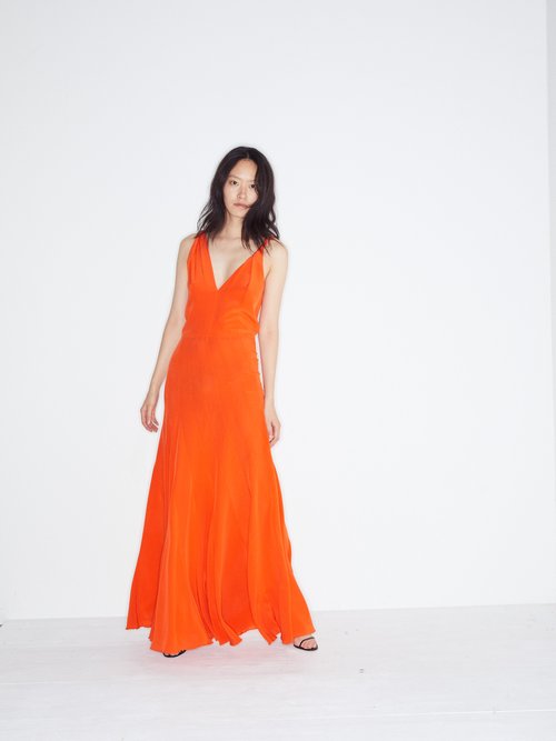 Raey Multi-seam Twist-strap Silk Dress Orange - 70% Off Sale