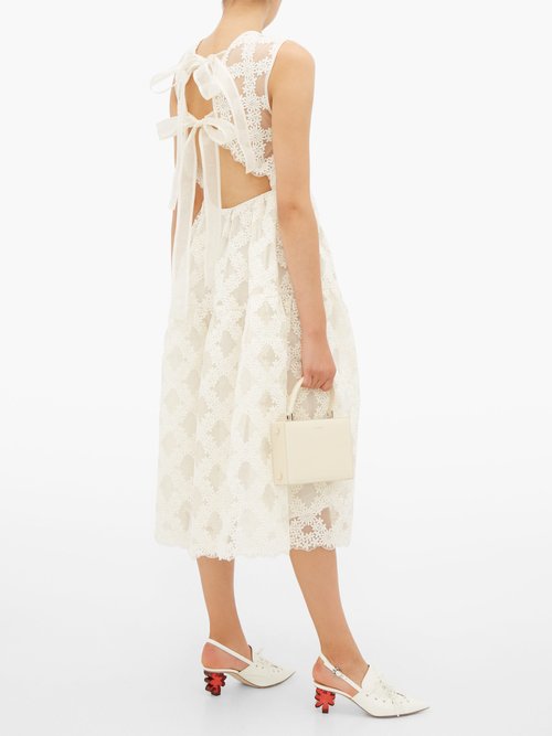 Buy Cecilie Bahnsen Aretha Floral-embroidered Organza Dress Ivory online - shop best Cecilie Bahnsen clothing sales