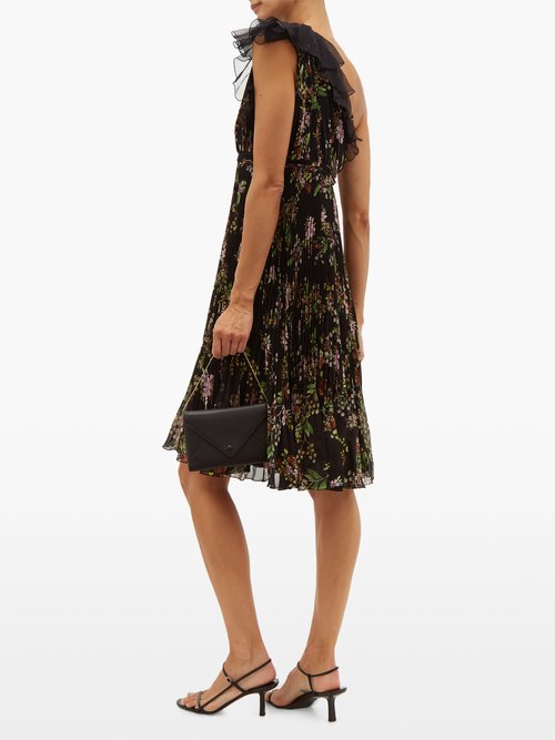 Giambattista Valli One-shoulder Floral-print Silk-georgette Dress Black Multi - 70% Off Sale