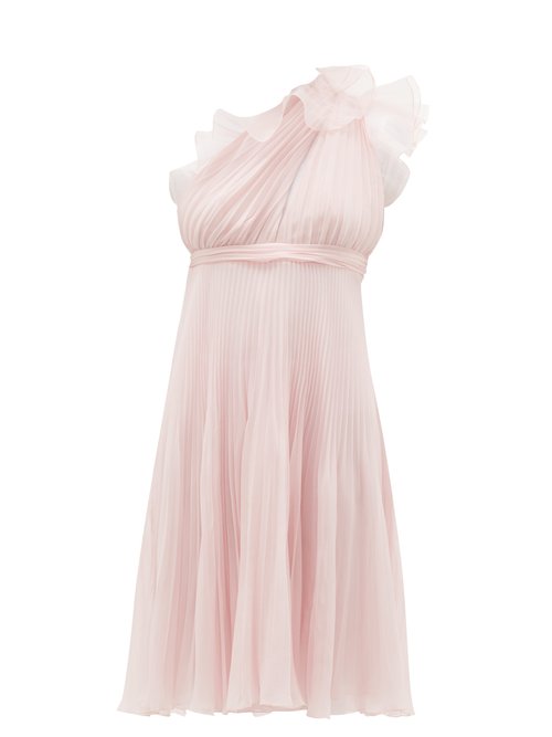 Giambattista Valli Ruffle-Trimmed Pleated One-Shoulder Silk Dress In ...