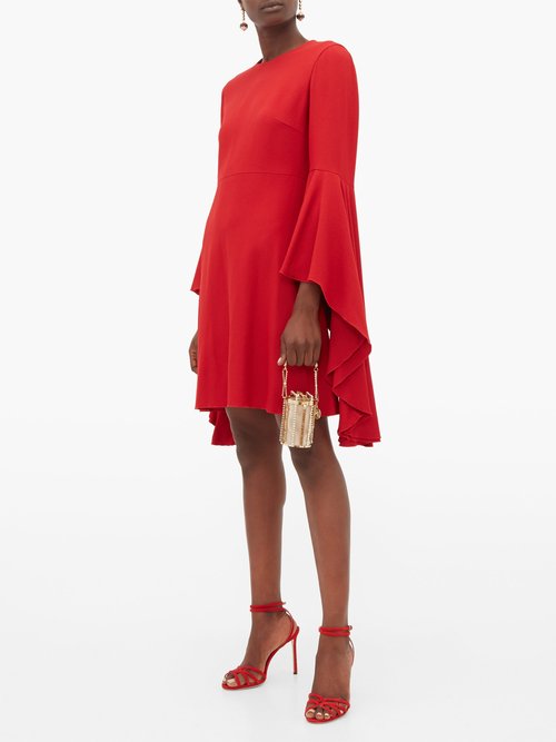Giambattista Valli Fluted-cuff Crepe Dress Red - 70% Off Sale