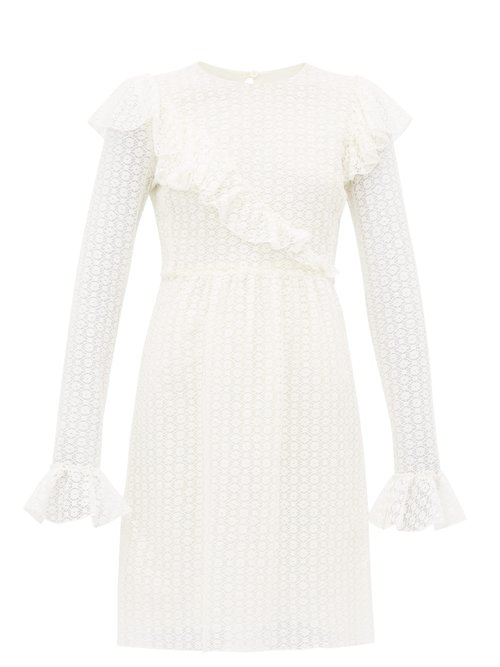 Buy Giambattista Valli - Lace Cotton-blend Mini Dress Ivory online - shop best Giambattista Valli clothing sales
